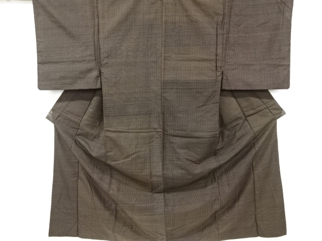 アンティーク　茶絣手織り紬男物着物